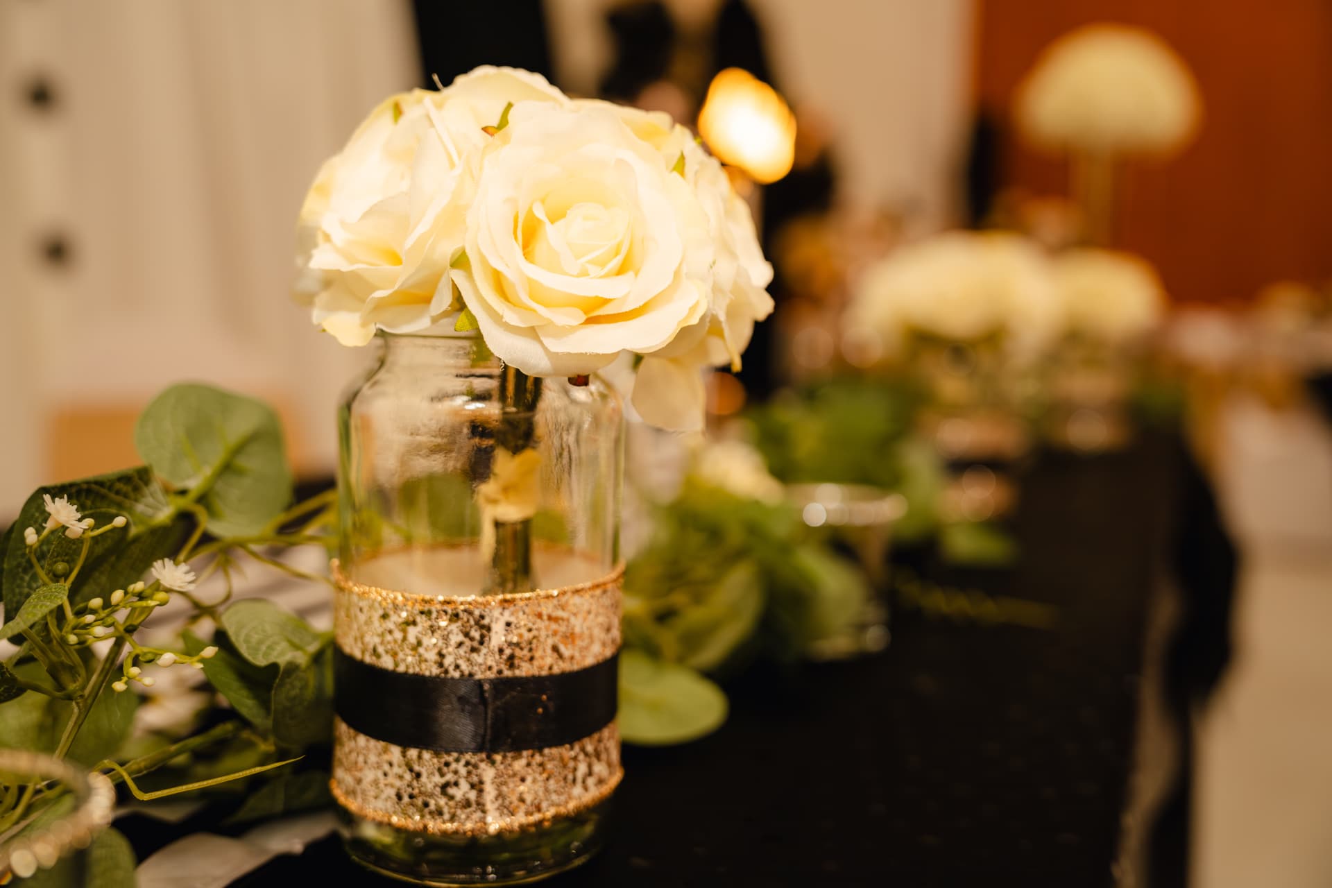 Ivory Roses in Gold — Floral Design